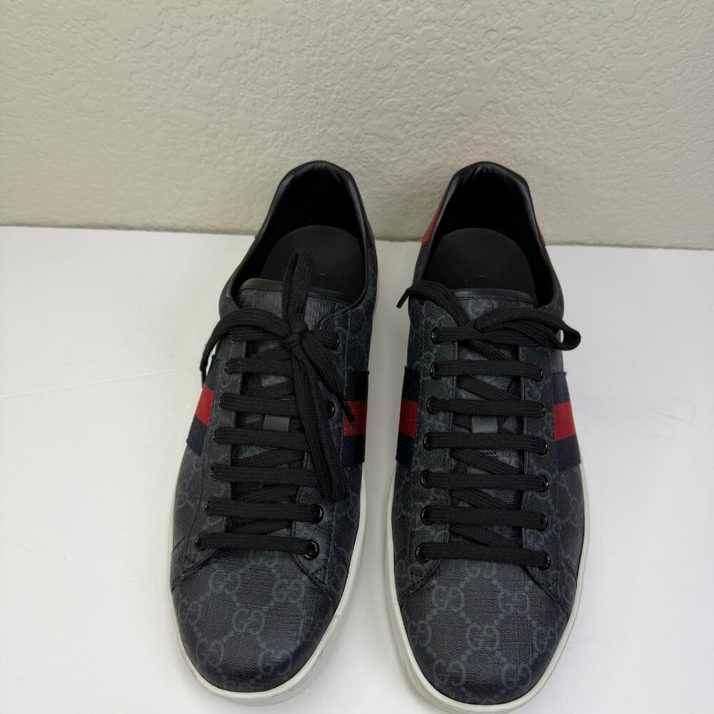 Mens Gucci Ace GG Supreme Sneakers Black/Grey U.S. Size 10 - Picture 10 of 12